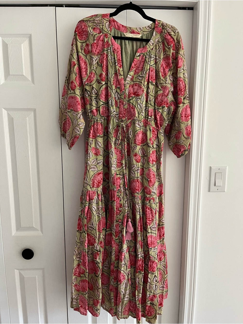 Floral midi dress with flounce skirt.